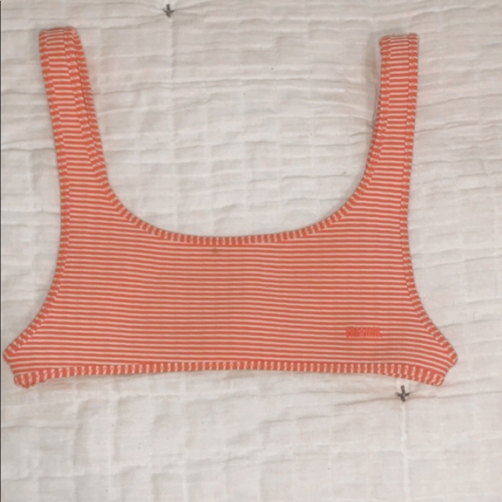 Red and White Triangl Stripped Bikini Top